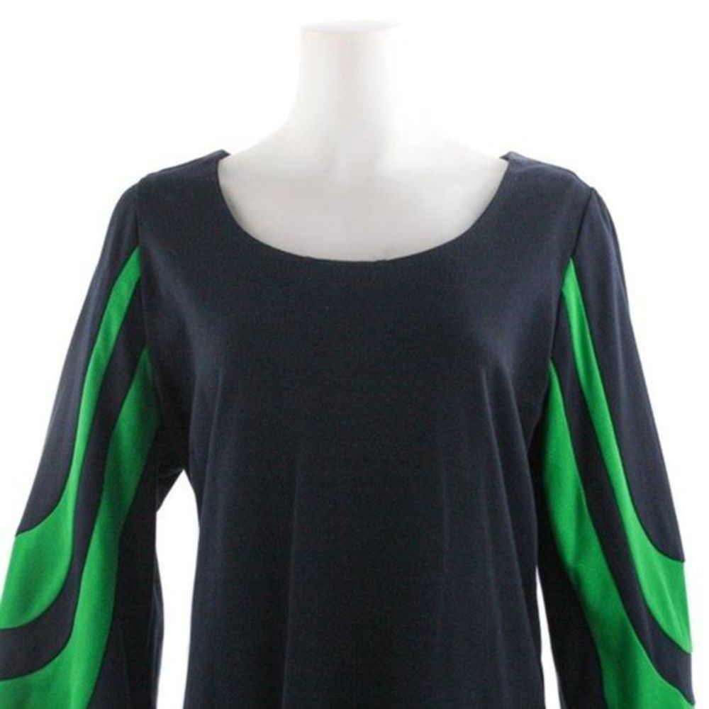 MICHAEL MICHAEL KORS Navy & Green Long Sleeve Dress Size 1X - Picture 2 of 6